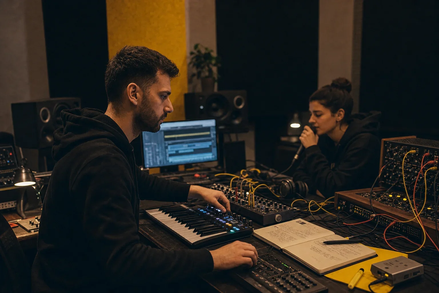 Sesiune de lucru în studioul Sound Events, între producție muzicală și curs live