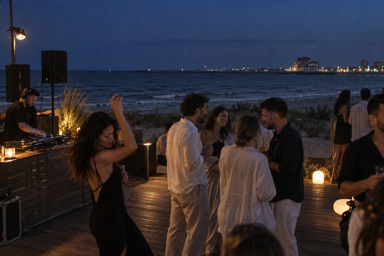 Cadru editorial cu o seară de hospitality pe litoralul românesc și reperul istoric al orașului în depărtare
